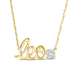 White Lab-Created Sapphire Zodiac Leo Necklace 10K Yellow Gold 18&quot;