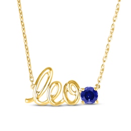 Blue Lab-Created Sapphire Zodiac Leo Necklace 10K Yellow Gold 18&quot;