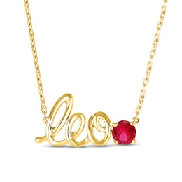 Lab-Created Ruby Zodiac Leo Necklace 10K Yellow Gold 18&quot;