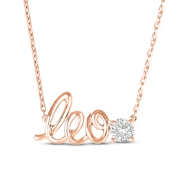 White Lab-Created Sapphire Zodiac Leo Necklace 10K Rose Gold 18&quot;