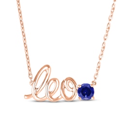 Blue Lab-Created Sapphire Zodiac Leo Necklace 10K Rose Gold 18&quot;
