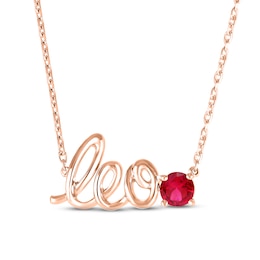 Lab-Created Ruby Zodiac Leo Necklace 10K Rose Gold 18&quot;