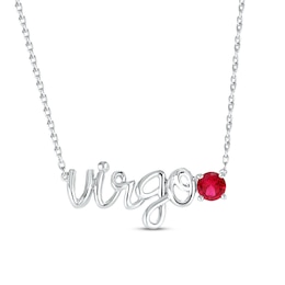 Lab-Created Ruby Zodiac Virgo Necklace Sterling Silver 18&quot;