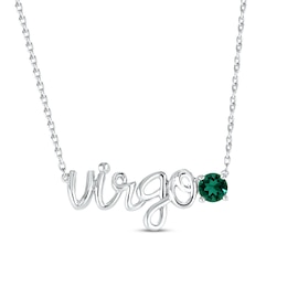 Lab-Created Emerald Zodiac Virgo Necklace Sterling Silver 18&quot;