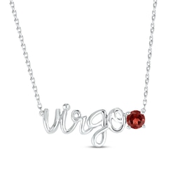 Garnet Zodiac Virgo Necklace Sterling Silver 18&quot;