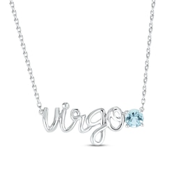 Aquamarine Zodiac Virgo Necklace Sterling Silver 18&quot;