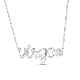 White Lab-Created Sapphire Zodiac Virgo Necklace 10K White Gold 18&quot;