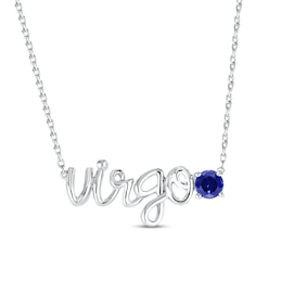 Blue Lab-Created Sapphire Zodiac Virgo Necklace 10K White Gold 18&quot;