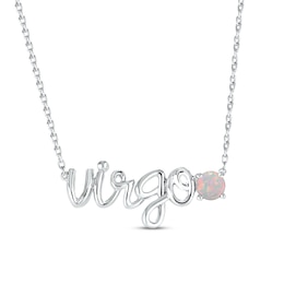Lab-Created Opal Zodiac Virgo Necklace 10K White Gold 18&quot;