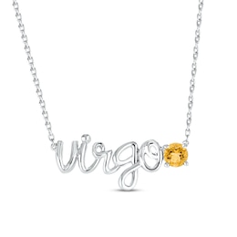 Citrine Zodiac Virgo Necklace 10K White Gold 18&quot;