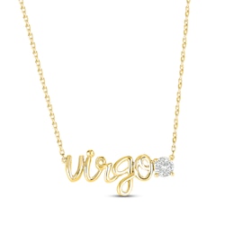 White Lab-Created Sapphire Zodiac Virgo Necklace 10K Yellow Gold 18&quot;