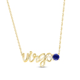 Blue Lab-Created Sapphire Zodiac Virgo Necklace 10K Yellow Gold 18&quot;