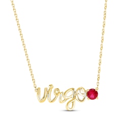 Lab-Created Ruby Zodiac Virgo Necklace 10K Yellow Gold 18&quot;