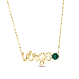 Lab-Created Emerald Zodiac Virgo Necklace 10K Yellow Gold 18&quot;