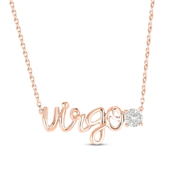 White Lab-Created Sapphire Zodiac Virgo Necklace 10K Rose Gold 18&quot;