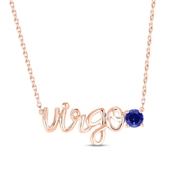 Blue Lab-Created Sapphire Zodiac Virgo Necklace 10K Rose Gold 18&quot;