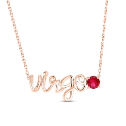 Lab-Created Ruby Zodiac Virgo Necklace 10K Rose Gold 18&quot;