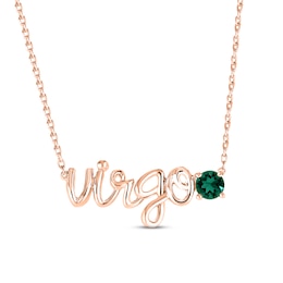 Lab-Created Emerald Zodiac Virgo Necklace 10K Rose Gold 18&quot;