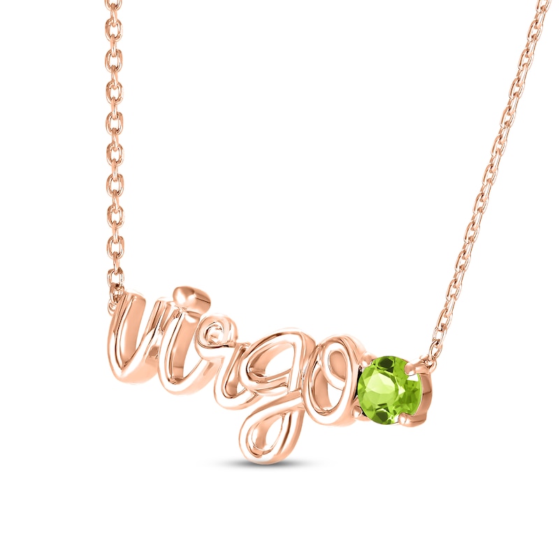 Main Image 2 of Peridot Zodiac Virgo Necklace 10K Rose Gold 18&quot;