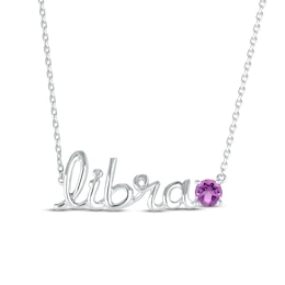 Amethyst Zodiac Libra Necklace Sterling Silver 18&quot;