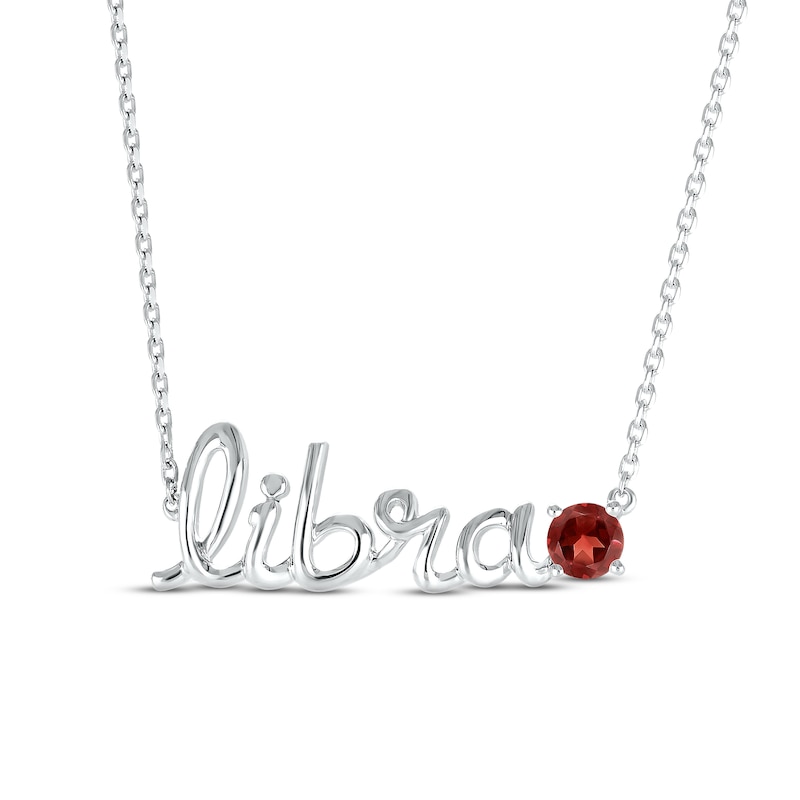 Main Image 1 of Garnet Zodiac Libra Necklace Sterling Silver 18&quot;