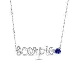 Blue Lab-Created Sapphire Zodiac Scorpio Necklace Sterling Silver 18&quot;
