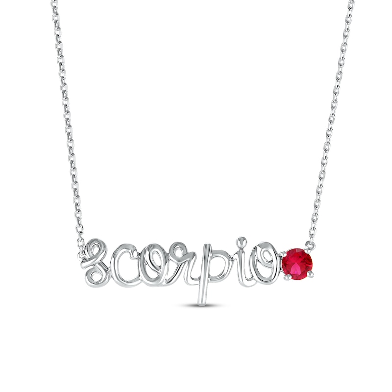 Main Image 1 of Lab-Created Ruby Zodiac Scorpio Necklace Sterling Silver 18&quot;