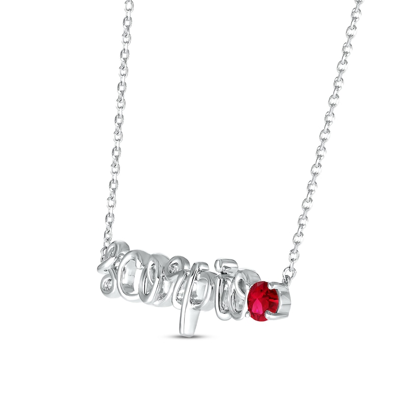 Main Image 2 of Lab-Created Ruby Zodiac Scorpio Necklace Sterling Silver 18&quot;