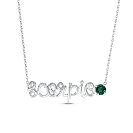 Lab-Created Emerald Zodiac Scorpio Necklace Sterling Silver 18&quot;