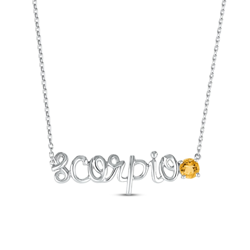 Citrine Zodiac Scorpio Necklace Sterling Silver 18"