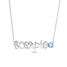 Swiss Blue Topaz Zodiac Scorpio Necklace Sterling Silver 18&quot;