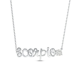White Lab-Created Sapphire Zodiac Scorpio Necklace 10K White Gold 18&quot;