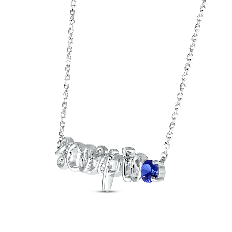 Main Image 2 of Blue Lab-Created Sapphire Zodiac Scorpio Necklace 10K White Gold 18&quot;