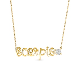 White Lab-Created Sapphire Zodiac Scorpio Necklace 10K Yellow Gold 18&quot;