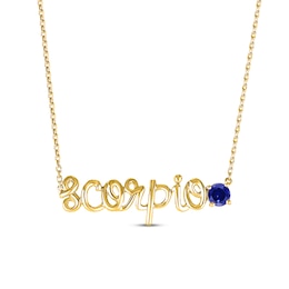 Blue Lab-Created Sapphire Zodiac Scorpio Necklace 10K Yellow Gold 18&quot;