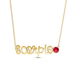 Lab-Created Ruby Zodiac Scorpio Necklace 10K Yellow Gold 18&quot;