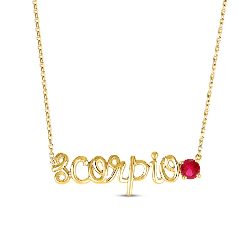 Main Image 1 of Lab-Created Ruby Zodiac Scorpio Necklace 10K Yellow Gold 18&quot;