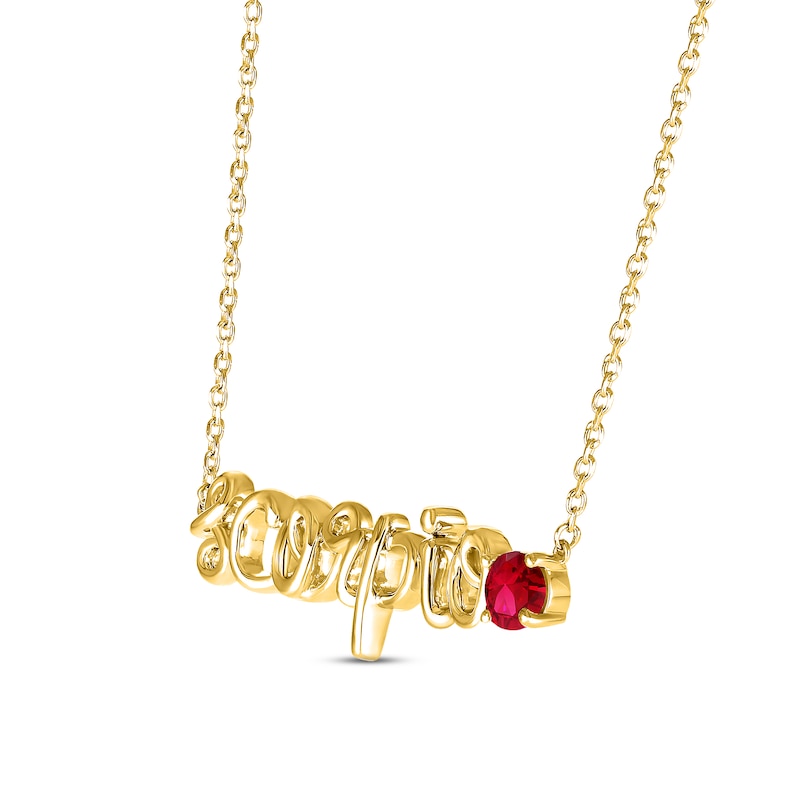 Main Image 2 of Lab-Created Ruby Zodiac Scorpio Necklace 10K Yellow Gold 18&quot;