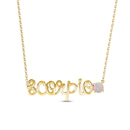 Lab-Created Opal Zodiac Scorpio Necklace 10K Yellow Gold 18&quot;
