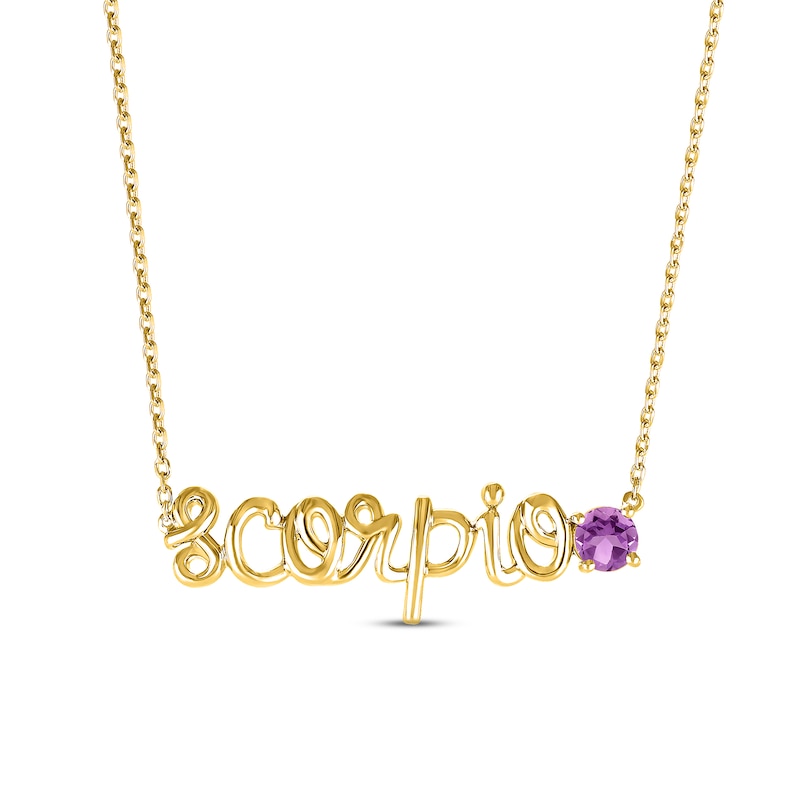 Main Image 1 of Amethyst Zodiac Scorpio Necklace 10K Yellow Gold 18&quot;