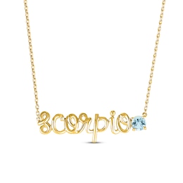 Aquamarine Zodiac Scorpio Necklace 10K Yellow Gold 18&quot;