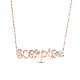 White Lab-Created Sapphire Zodiac Scorpio Necklace 10K Rose Gold 18&quot;