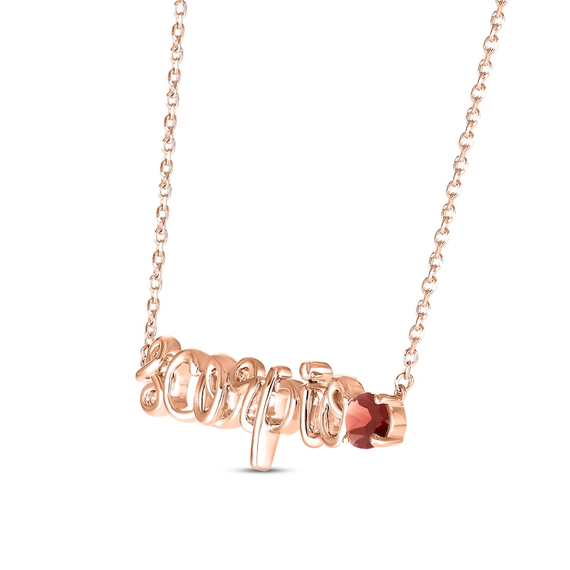 Garnet Zodiac Scorpio Necklace 10K Rose Gold 18"