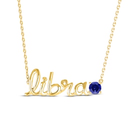 Blue Lab-Created Sapphire Zodiac Libra Necklace 10K Yellow Gold 18&quot;