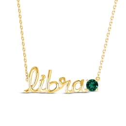 Lab-Created Emerald Zodiac Libra Necklace 10K Yellow Gold 18&quot;