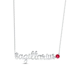 Lab-Created Ruby Zodiac Sagittarius Necklace Sterling Silver 18&quot;