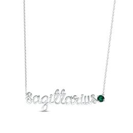 Lab-Created Emerald Zodiac Sagittarius Necklace Sterling Silver 18&quot;