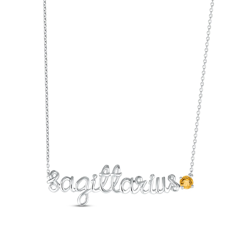 Main Image 1 of Citrine Zodiac Sagittarius Necklace 10K White Gold 18&quot;