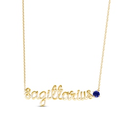 Blue Lab-Created Sapphire Zodiac Sagittarius Necklace 10K Yellow Gold 18&quot;