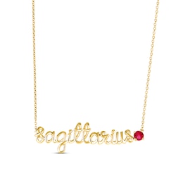 Lab-Created Ruby Zodiac Sagittarius Necklace 10K Yellow Gold 18&quot;